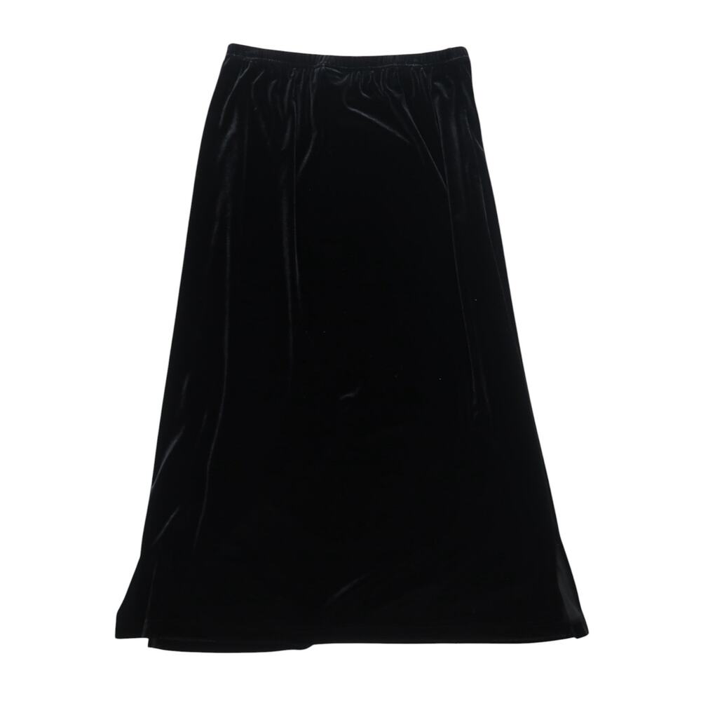 Vintage 90s Requirements Black Velvet Maxi Skirt Pull-On L